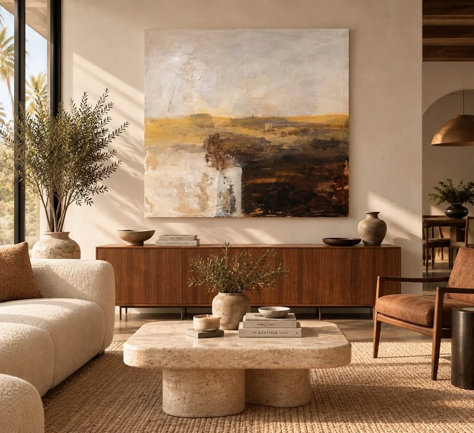 Neutral Abstract Landscape — 55×55