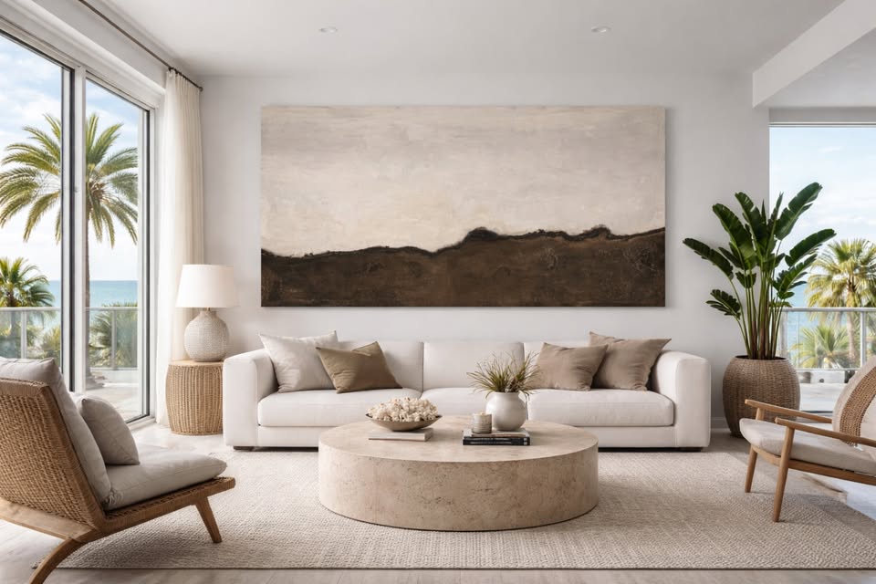 Neutral Luxury Abstract — 48×96