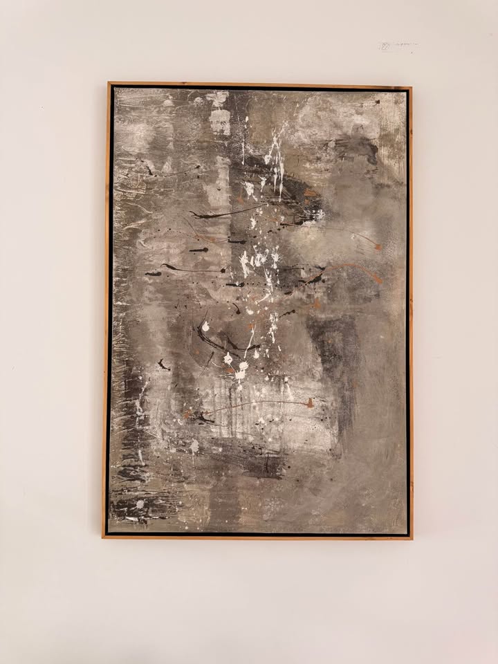 Framed Abstract in Grey and Copper