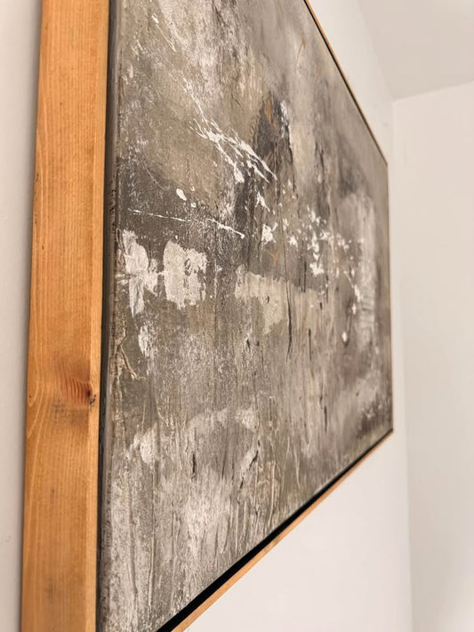 Framed Abstract in Grey and Copper