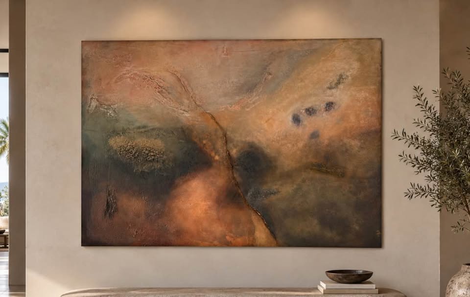 Earth-Tone Textured Abstract — 77 in