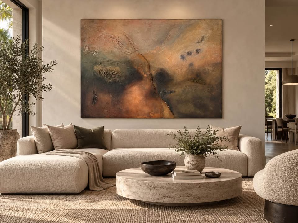 Earth-Tone Textured Abstract — 77 in