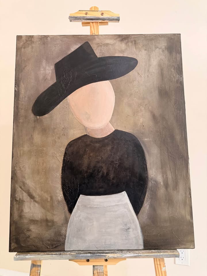 Faceless Woman in a Wide-Brim Hat — 24×36