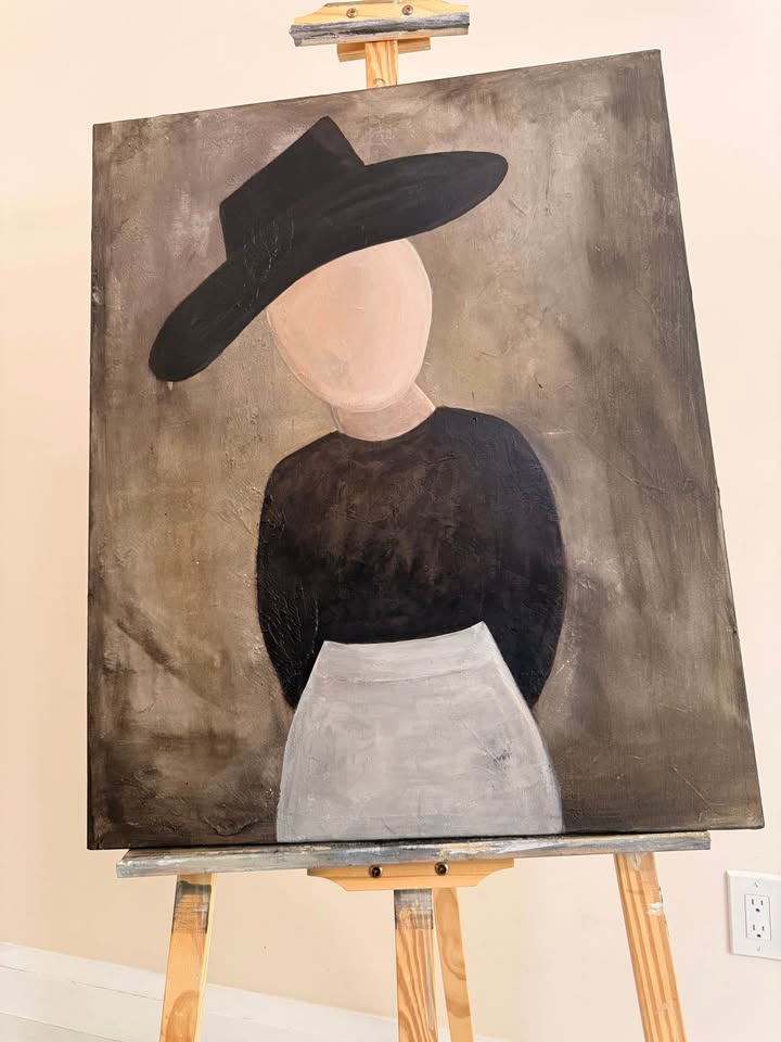 Faceless Woman in a Wide-Brim Hat — 24×36